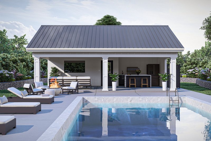 Home Plan - Exterior - Outdoor Living for Modern House Plan #455-471, 0.5 bath