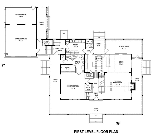 Country Floor Plan - Main Floor Plan #81-13910