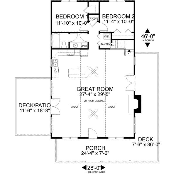 Dream House Plan - Cabin Floor Plan - Main Floor Plan #56-133