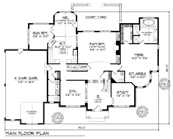 Colonial Floor Plan - Main Floor Plan #70-519