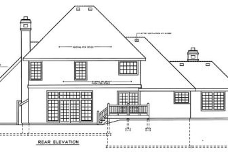 Home Plan - Exterior - Rear Elevation for European House Plan #92-204 - 4 bed, 3 bath