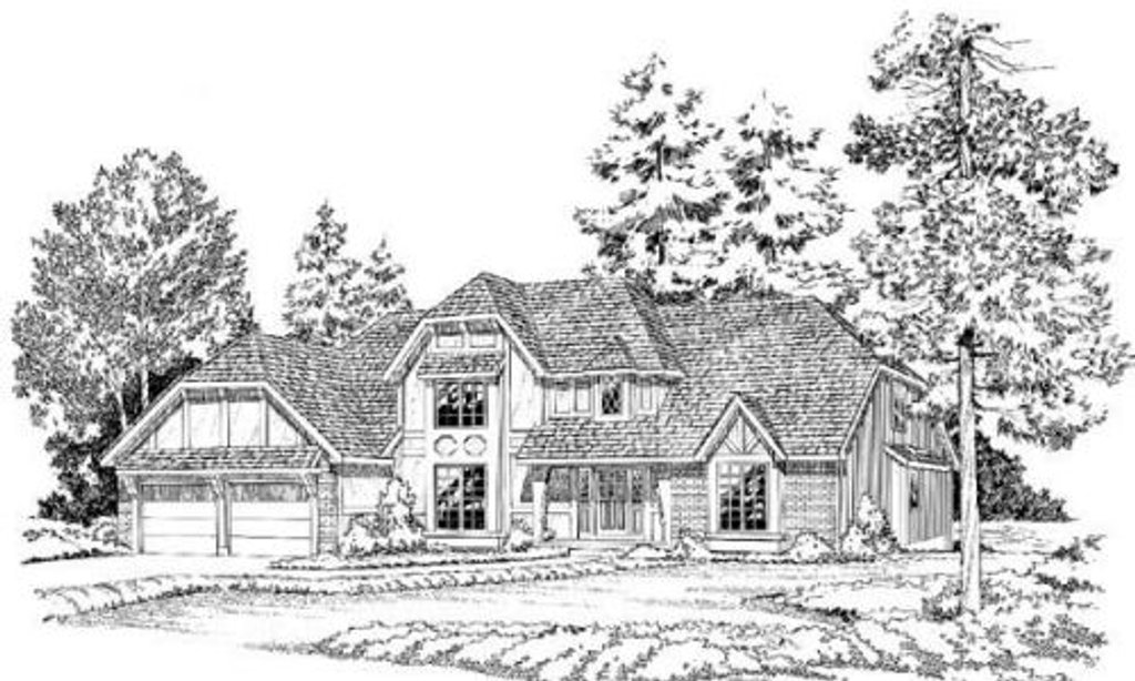 Exterior - Front Elevation 2 for European House Plan #312-779 - 4 bed, 3.5 bath
