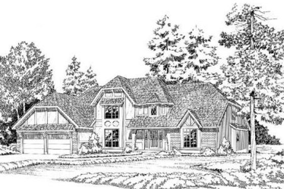 Exterior - Front Elevation for European House Plan #312-779 - 4 bed, 3.5 bath