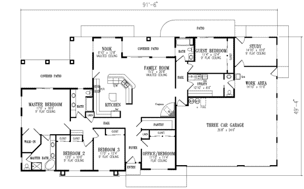 Ranch Floor Plan - Main Floor Plan #1-591