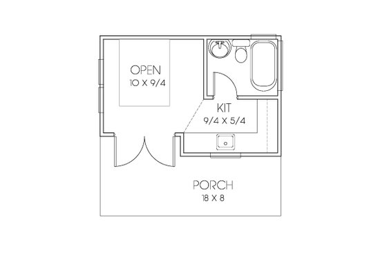 Floor Plan - Main Floor for Bungalow House Plan #423-67 - 1 bed, 1 bath
