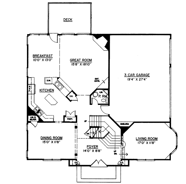 Architectural House Design - Colonial Floor Plan - Main Floor Plan #119-101