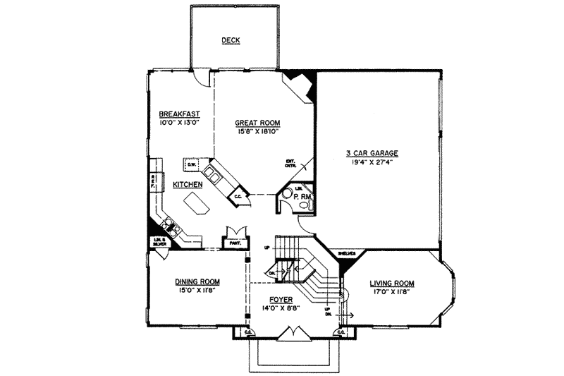 Home Plan - Floor Plan - Main Floor for Colonial House Plan #119-101 - 4 bed, 3.5 bath