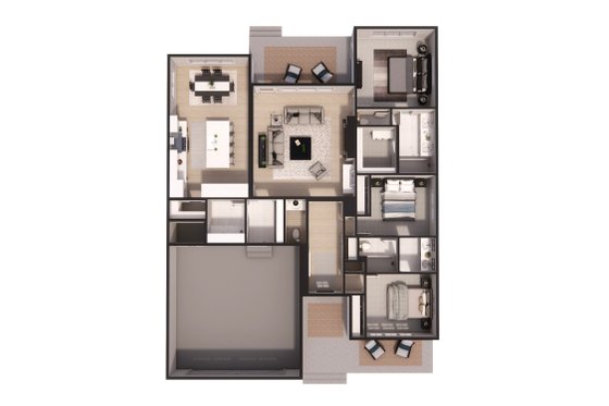 Floor Plan - Main Floor 1 for Farmhouse House Plan #51-1519 - 3 bed, 2.5 bath