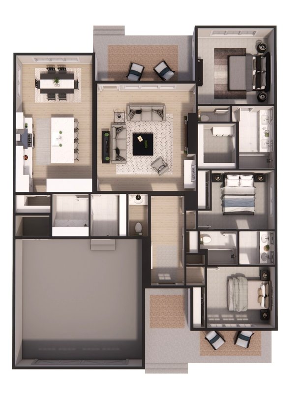 Architectural House Design - Floor Plan - Main Floor 1 for Farmhouse House Plan #51-1519 - 3 bed, 2.5 bath