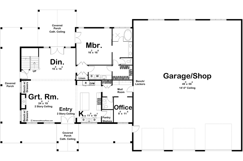 Home Plan - Floor Plan - Main Floor for Barndominium House Plan #455-243 - 4 bed, 2.5 bath