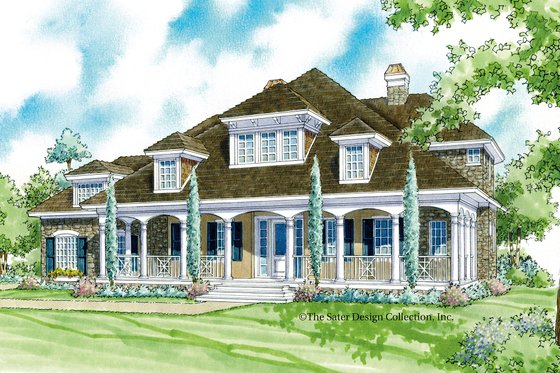 Exterior - Front Elevation 4 for Country House Plan #930-10 - 3 bed, 3.5 bath