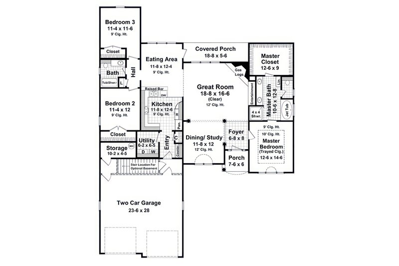 Architectural House Design - Floor Plan - Main Floor for European House Plan #21-661 - 3 bed, 2 bath