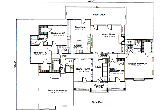 Floor Plan - Main Floor for Traditional House Plan #312-828 - 3 bed, 2.5 bath