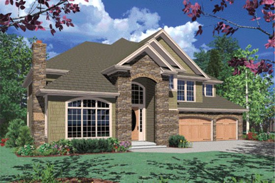 Exterior - Front Elevation 3 for European House Plan #48-456 - 4 bed, 2.5 bath