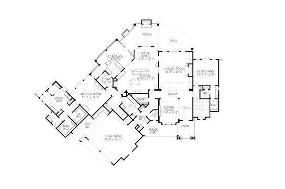 Floor Plan - Main Floor for Craftsman House Plan #54-405 - 3 bed, 3.5 bath