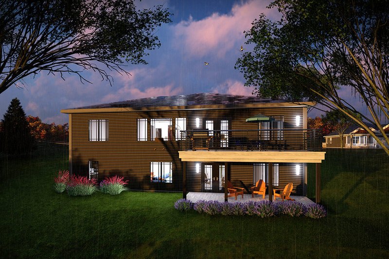 House Blueprint - Exterior - Rear Elevation for Prairie House Plan #70-1544 - 5 bed, 3 bath