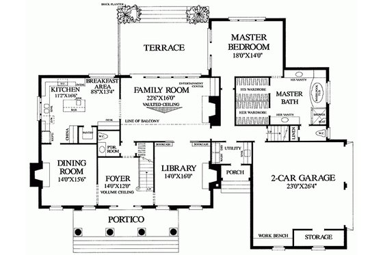 Floor Plan - Main Floor for Southern House Plan #137-102 - 4 bed, 3 bath