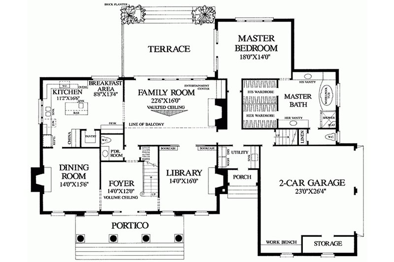 Architectural House Design - Floor Plan - Main Floor for Southern House Plan #137-102 - 4 bed, 3 bath