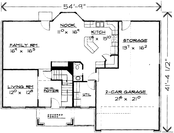 Floor Plan - Main Floor for Traditional House Plan #308-171 - 4 bed, 2.5 bath