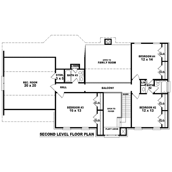 Colonial Floor Plan - Upper Floor Plan #81-1471