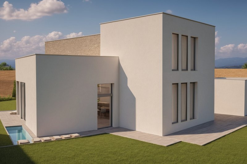 House Blueprint - Exterior - Rear Elevation for Modern House Plan #542-3 - 3 bed, 4 bath