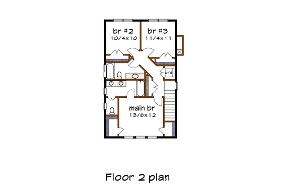 Floor Plan - Upper Floor for Craftsman House Plan #79-315 - 3 bed, 2.5 bath