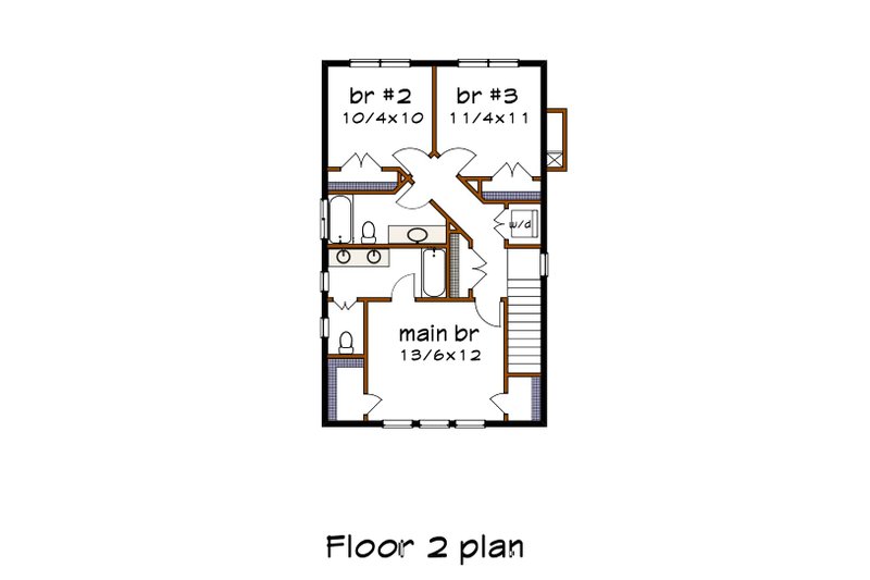 Architectural House Design - Floor Plan - Upper Floor for Craftsman House Plan #79-315 - 3 bed, 2.5 bath