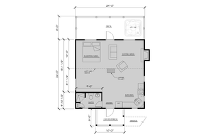 Floor Plan - Main Floor for Cabin House Plan #123-115 - 1 bed, 1 bath