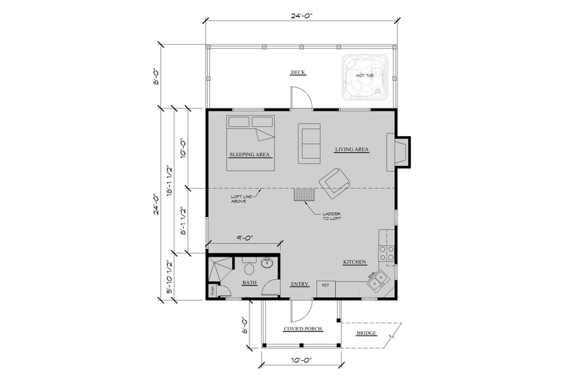 Home Plan - Floor Plan - Main Floor for Cabin House Plan #123-115 - 1 bed, 1 bath