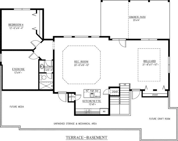 Architectural House Design - Craftsman Floor Plan - Lower Floor Plan #437-60