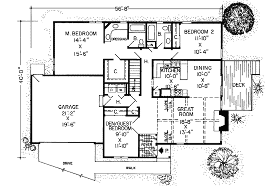 Floor Plan - Main Floor House Plan #312-415 - 3 bed, 2 bath