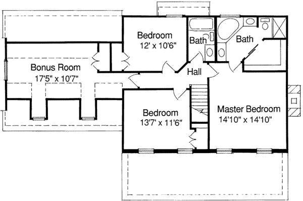 Traditional Floor Plan - Upper Floor Plan #46-122