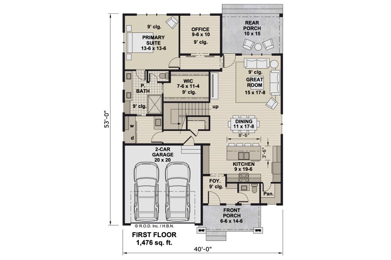 Architectural House Design - Floor Plan - Main Floor for Bungalow House Plan #51-1350 - 3 bed, 3.5 bath