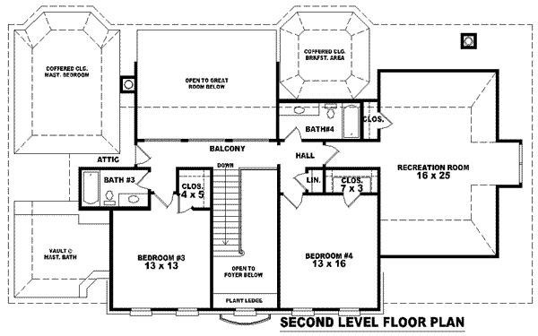 Colonial Floor Plan - Upper Floor Plan #81-1201