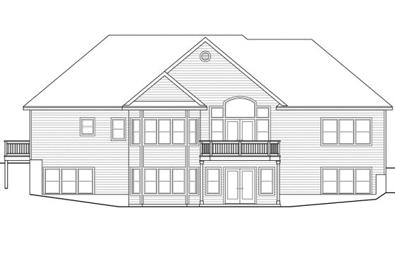 Exterior - Rear Elevation for Ranch House Plan #124-1139 - 3 bed, 2.5 bath