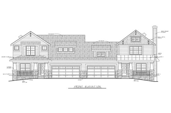 Exterior - Front Elevation 3 for Cottage House Plan #20-1355 - 3 bed, 2.5 bath