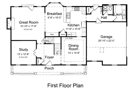 Floor Plan - Main Floor for Cottage House Plan #46-434 - 4 bed, 2.5 bath