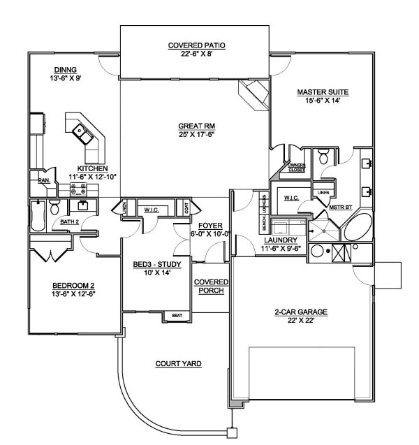 Architectural House Design - Modern Floor Plan - Main Floor Plan #1073-6