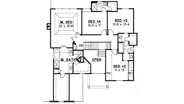 Traditional Floor Plan - Upper Floor Plan #67-257