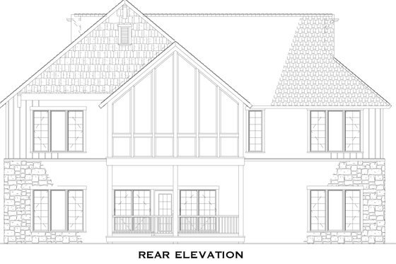 Exterior - Rear Elevation for Country House Plan #17-3288 - 4 bed, 3.5 bath