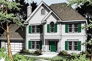 Colonial Exterior - Front Elevation Plan #93-209