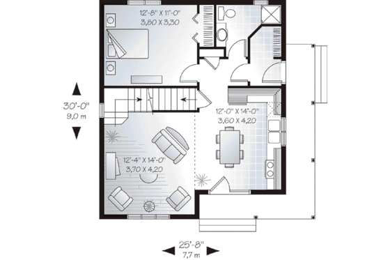 Floor Plan - Main Floor for Cottage House Plan #23-488 - 2 bed, 2 bath