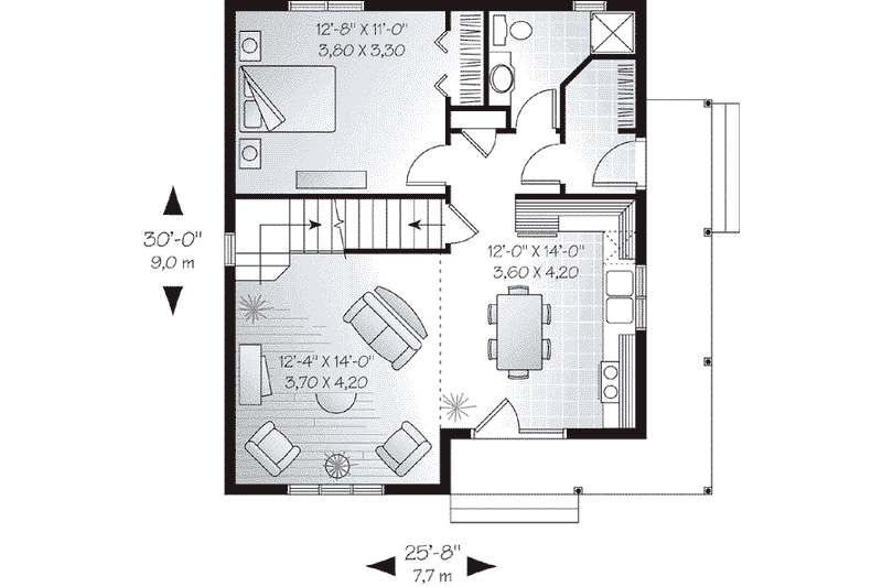 House Plan Design - Floor Plan - Main Floor for Cottage House Plan #23-488 - 2 bed, 2 bath