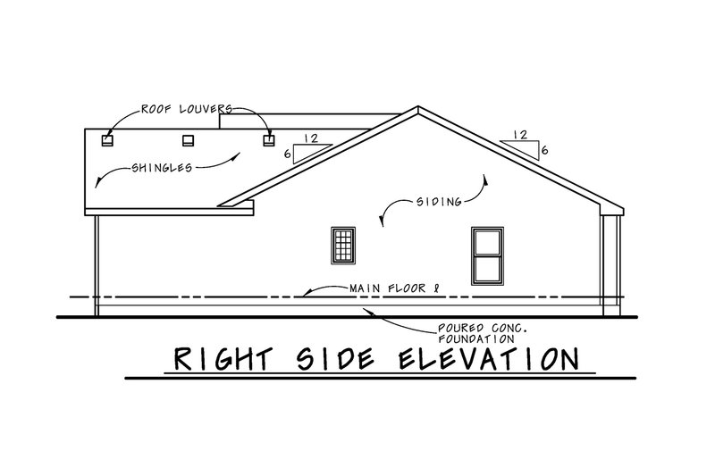 House Blueprint - Exterior - Other Elevation 1 for Traditional House Plan #20-2381 - 2 bed, 2 bath