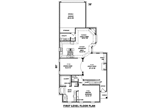 Floor Plan - Main Floor for Colonial House Plan #81-1026 - 3 bed, 2.5 bath