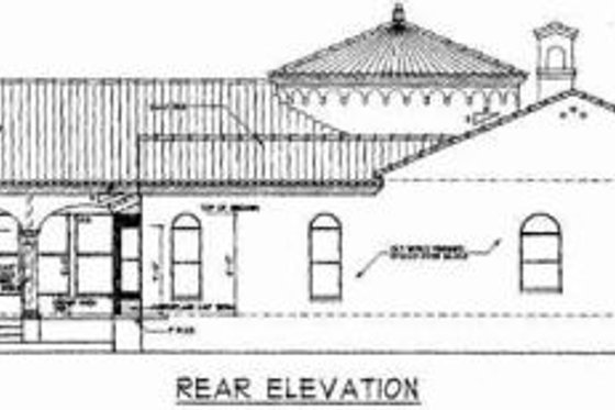 Exterior - Rear Elevation for Mediterranean House Plan #76-115 - 3 bed, 3.5 bath