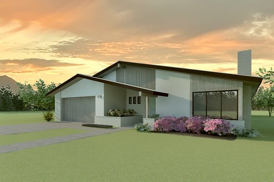 Exterior - Front Elevation 3 for Ranch House Plan #489-3 - 4 bed, 2.5 bath
