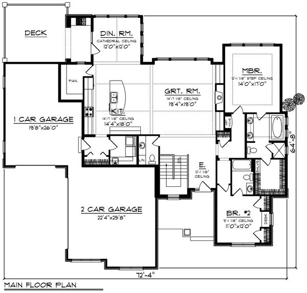 Home Plan - Ranch Floor Plan - Main Floor Plan #70-1420