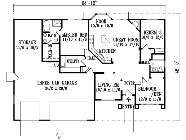 Adobe / Southwestern Floor Plan - Main Floor Plan #1-1298
