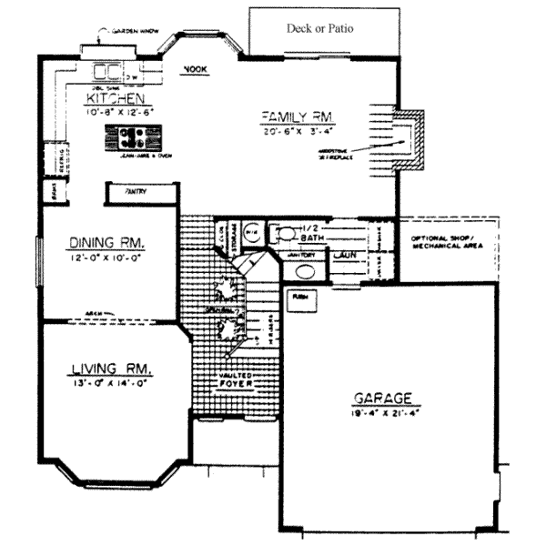 Adobe / Southwestern Floor Plan - Main Floor Plan #303-107